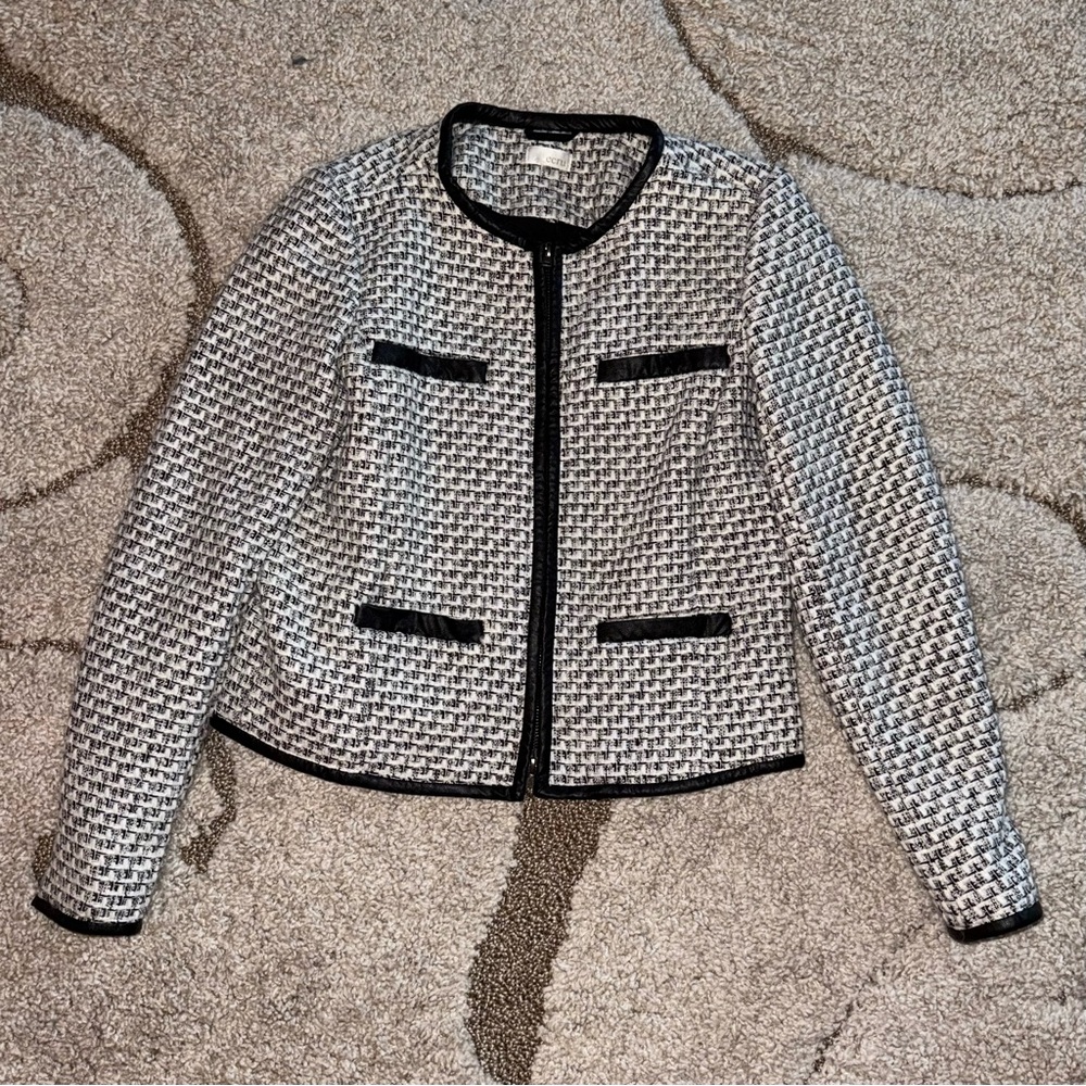 Ecru Black and White Blazer Tweed Blazer